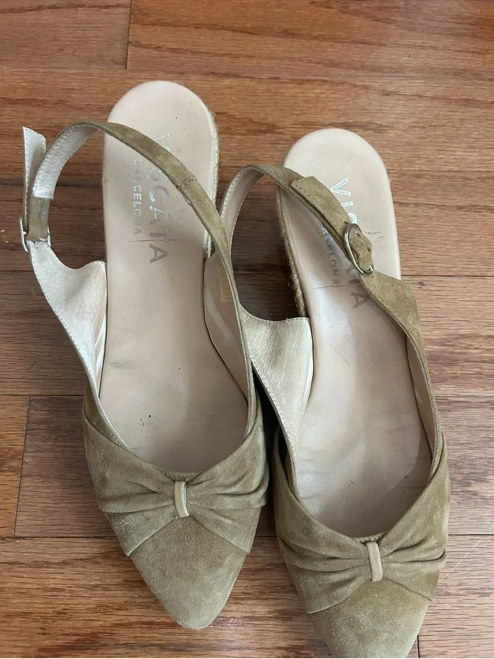 Viscata Spain Taupe Suede Espadrille Wedge Sandals Size 41 Slingback